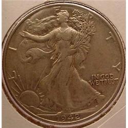 1942-P WALKING LIBERTY HALF DOLLAR AU