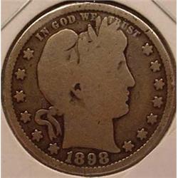 1898-P BARBER QUARTER VG