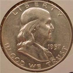 1957-D FRANKLIN HALF DOLLAR - BU / MS60