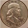 Image 1 : 1957-D FRANKLIN HALF DOLLAR - BU / MS60