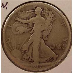 1917-D WALKING LIBERTY HALF DOLLAR - REV.
