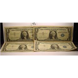 LOT OF 4 1957 SERIES 1 DOLLAR SILVER CERTIFICATES