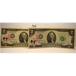 LOT OF 2 1976 BICENTENNIAL 2 DOLLAR FEDERAL RESERV