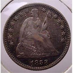 1858-O SEATED LIBERTY HALF DIME AU