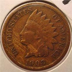1908-S INDIAN HEAD CENT VG