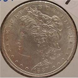 1887-S MORGAN SILVER DOLLAR UNC.
