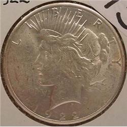 1922-S PEACE SILVER DOLLAR AU