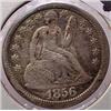 Image 1 : 1856 SEATED LIBERTY DIME LG. DATE VF