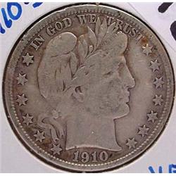 1910-S BARBER HALF DOLLAR VF