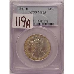 1941-D WALKING LIBERTY HALF DOLLAR PCGS MS-65