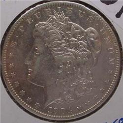 1904-P MORGAN SILVER DOLLAR AU-58