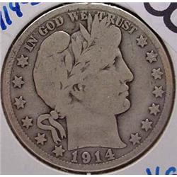 1914-S BARBER HALF DOLLAR VG