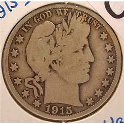 1915-D BARBER HALF DOLLAR VG