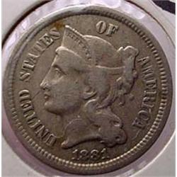 1881 3 CENT NICKEL F
