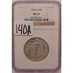 1944-D WALKING LIBERTY HALF DOLLAR NGC MS-65