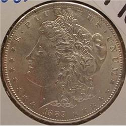 1889-P MORGAN SILVER DOLLAR UNC.