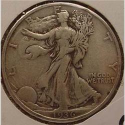 1936-P WALKING LIBERTY HALF DOLLAR VF