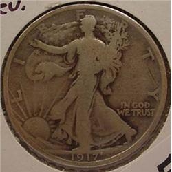 1917-S WALKING LIBERTY HALF DOLLAR REV. VG