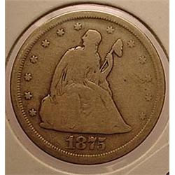1875-S SEATED LIBERTY TWENTY CENT COIN - 1st year 