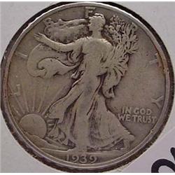1939-D WALKING LIBERTY HALF DOLLAR F