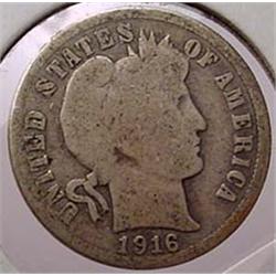 1916-P BARBER DIME
