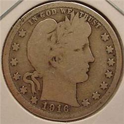 1916-D BARBER QUARTER G+