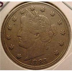 1883 LIBERTY / V NICKEL NO CENTS CH-VF
