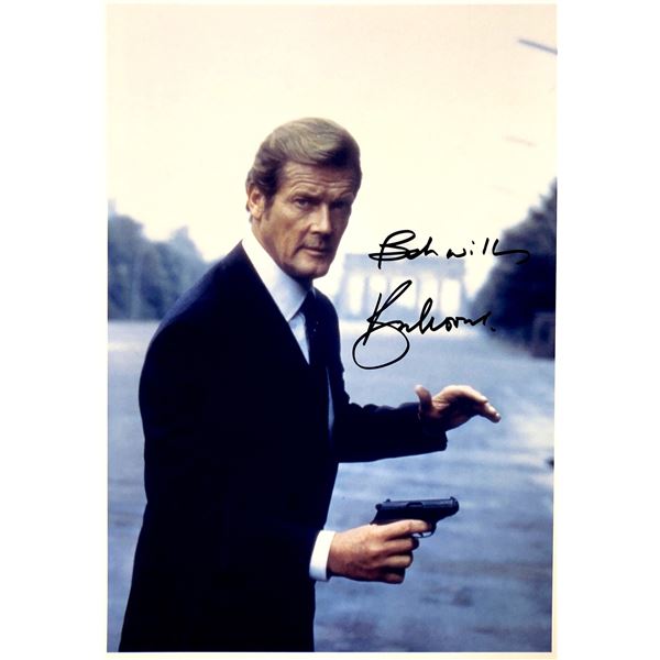 Roger Moore Autograph Signed James Bond 007 Photo