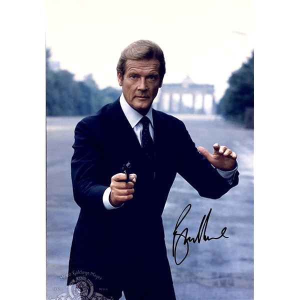 Roger Moore Autograph Signed James Bond 007 Photo