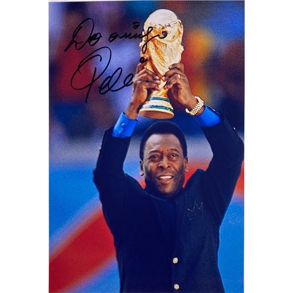 Autograph Signed Football Pele Photo