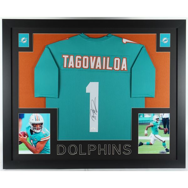 TUA TAGOVAILOA SIGNED FRAMED MIAMI DOLPHINS JERSEY (JSA COA)