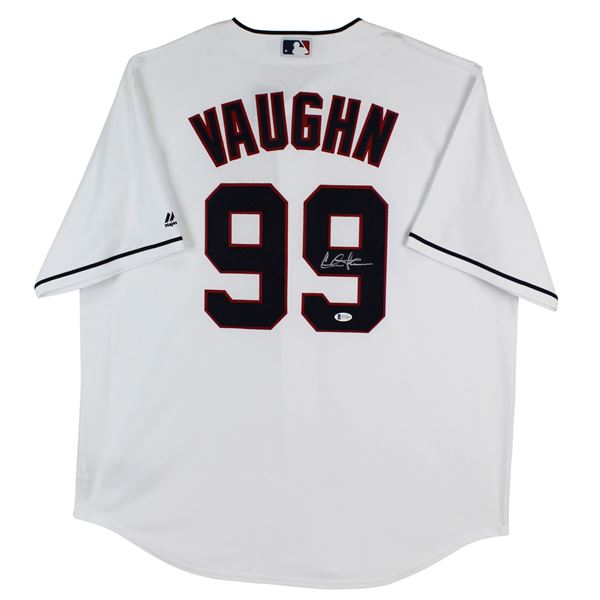 CHARLIE SHEEN 'RICKY VAUGHN' SIGNED CLEVELAND INDIANS MAJESTIC COOLBASE JERSEY (BECKETT COA)