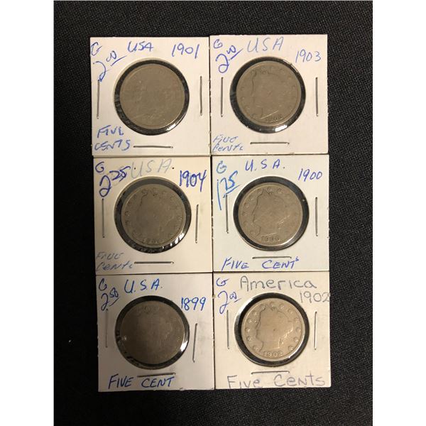 LOT OF USA LIBERTY FIVE CENTS