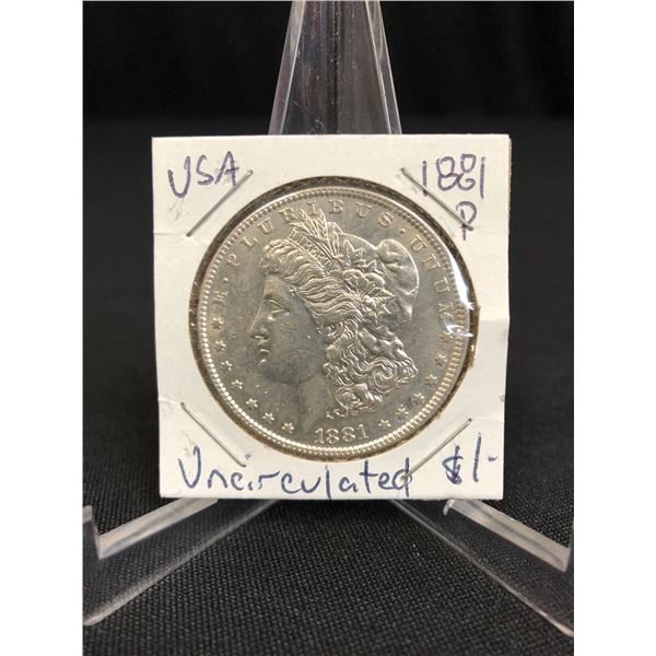 1881 P USA MORGAN SILVER DOLLAR UNCIRCULATED  .900 SILVER