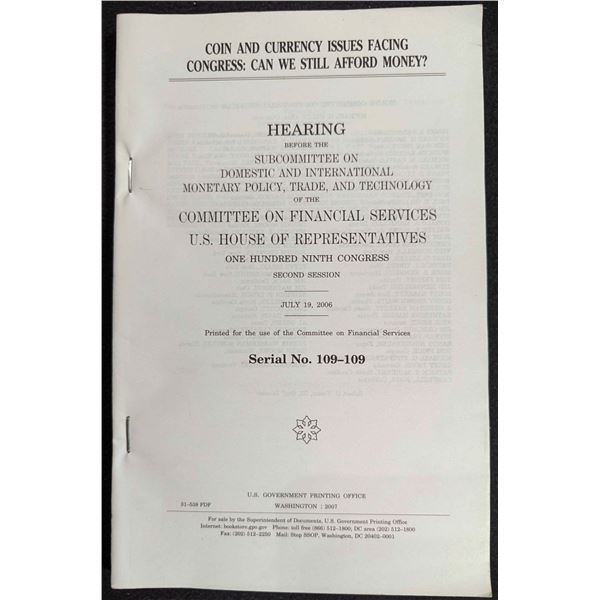United States House of Representatives Committee on Financial Services: Coin and Currency Issues Fac