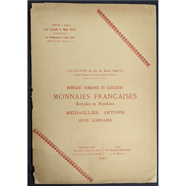 Bourgey, M. Etienne: Collection de feu M. Rene Martz. Monnaies Romaines et Gauloises. Monnaies Franc