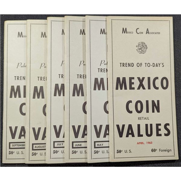 Mexico Coin Associated: Lot of 6 Mexico Coin Retail Value Lists. April to September 1963