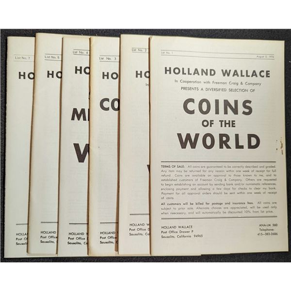 Wallace, Holland: Lot of 13 Dealer Fixed Price Lists, 1976 to 1984