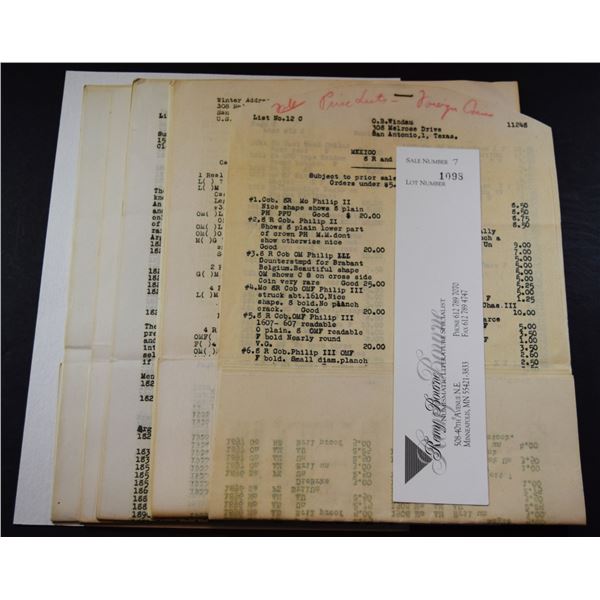 Windau, O.B.: Lot of 6 Dealer Fixed Price Lists, 1948 to 1952