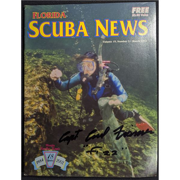 Issue of Florida Scuba News. Signed by Capt. Carl 'Fizz' Fismer. March 2002