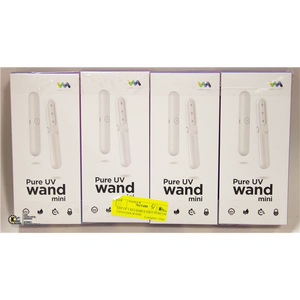 LOT OF 4 RECHARGEABLE PURE UV SANITIZER WAND