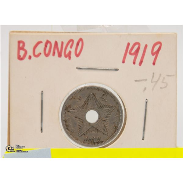 1919 BELGIAN CONGO 5 CENTIMES