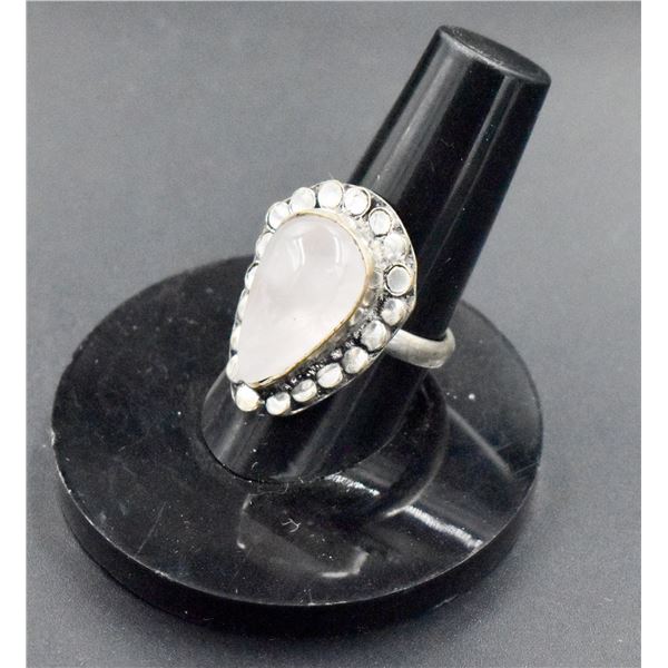 #157- NATURAL PINK ROSE QUARTZ RING SIZE 6.75