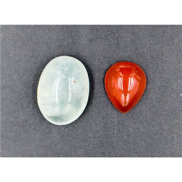 #29- NATURAL ORANG AGATE7.75CT & GREEN  PRENITE 28
