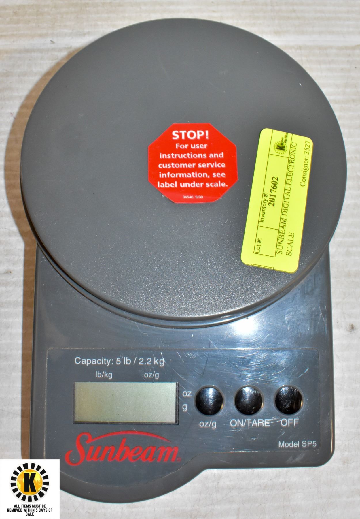 SUNBEAM DIGITAL ELECTRONIC SCALE