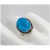 Image 1 : 12)  NATURAL OVAL BLUE CHALCEDONY RING  WITH