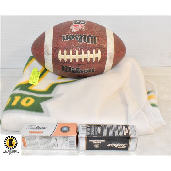 EDMONTON ESKIMOS FLEECE BLANKET, FOOTBALL & GOLF B