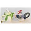 Image 1 : PAIR OF ANIMAL TEAPOTS, ROOSTER & BUNNY IN