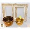 Image 1 : 2 BRASS PLANTER POTS & VINTAGE 8X10 FANCY FRAMES