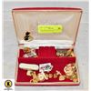 ESTATE MILITARY PINS & JEWELRY IN RED VELVET CASE